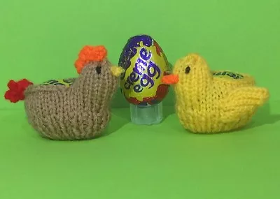 KNITTING PATTERN - Easter Hen And Chick Chocolate Cover Fits Creme Egg • £3.25