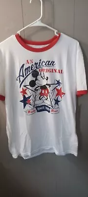 Mickey Mouse An American Original Ringer T Shirt Medium Nwt Disney • $15.99