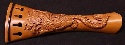 Handmade Carved  Boxwood Violin Tailpiece 4/4. Dragon High Relief Design # 52 • $42.99