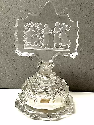 Vintage IRICE Czech Clear Glass Perfume BottleW/Intaglio Stopper! • $36