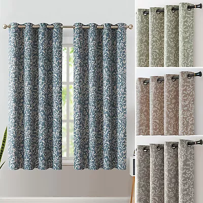 Scroll Floral Print Blackout Curtains Vintage Window Curtains Include 2 Panels • $30.59