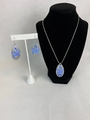 NFL Detroit Lions Vintage Teardrop Spinner Earrings & Necklace Set • $11.99