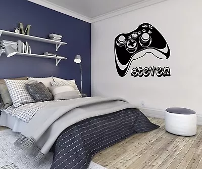 Personalised XBOX Gamer Controller Gaming Boy Kids Wall Sticker Vinyl Decal • £14.99