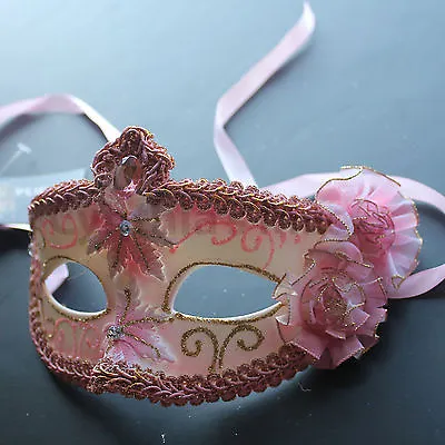 Rose Pink Floral Venetian Masquerade Mask Party Prom Wedding Halloween Costume  • $4.15