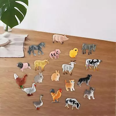 19Pcs Farm Animal Model Set Simulation Animals Figures For Playhouse Decor Kids • £11.94