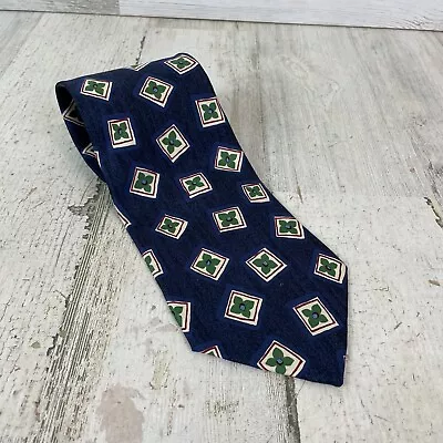 Ermenegildo Zenga Soft Silk Tie NECKTIE Geometric Blue Green Maroon Italy 57” • $21.99