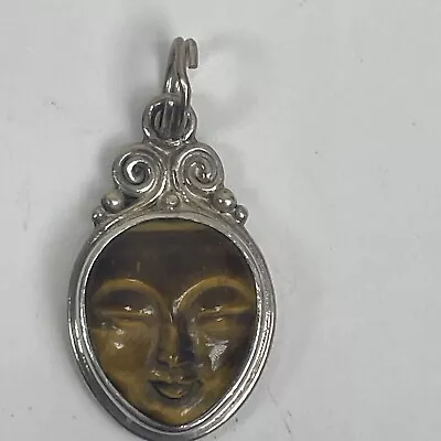 Vintage Pendant Sunny Smiley Face Sterling Silver 925 Signed Hand Crafted • $45