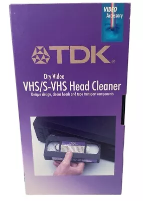 TDK VHS S-VHS Player Dry Type VIDEO TAPE HEAD VCR Movie Video CLEANER • $5.75
