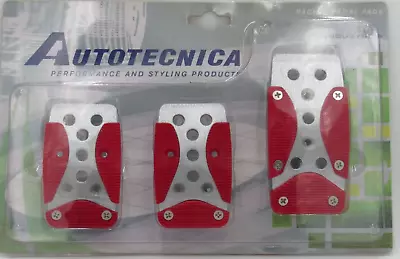 Autotecnica 305500 Red Rubber/chrome Metal Manual Racing Pedal Pads • $17.95