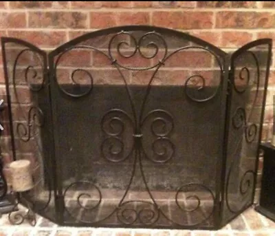 SOUTHERN LIVING AT HOME WELLSLEY FIREPLACE SCREEN TRI-PANEL ESTATE IRON 50 X33  • $45