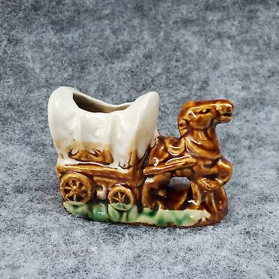 VTG Stage Coach Horse Chuck Wagon Small Planter Toothpick Holder Souvenir 1960's • $10.50