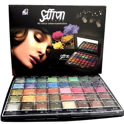 Saffron 48 Colour Cream Eye Shadow Palette Kit Gift Set XMAS Hot Pink Blue Gold • £6.99