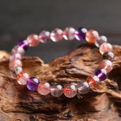 Super Seven Melody Stone Round Bead Healing Balance Reiki Women Stretch Bracelet • $10.90