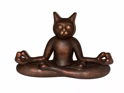 Pier 1 Imports Yoga Cat Statue Bronze Ceramic Discontinued Meditating Zen • $68.95