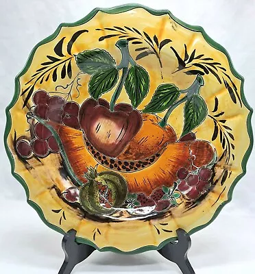 Handpainted Mexican Deep Serving / Decorative Plate Platter 12  Fruit Scape • $21.99