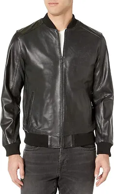 Emanuel By Emanuel Ungaro Men's Perforated Leather With Knit Trim Bomber • $260