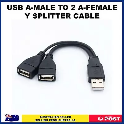 USB Extension A-Male To 2 A-Female Y Cable Cord Power Adapter Double Splitter • $4.85