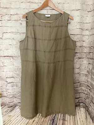 J. Jill Love Linen Dress Womens XL Light Brown Shift Textured Lagenlook Pockets • $28.49