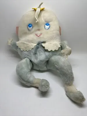 Vtg EDEN BABY HUMPTY DUMPTY RATTLE CHIME BLUE STUFFED 10” PLUSH TOY DOLL Bin B3 • $37.50