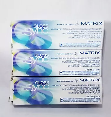 ❤ 3 LOT Matrix GLOSS Sync 6M Light Brown Mocha Demi-Permanent Hair Color 2oz ❤ • $19.95