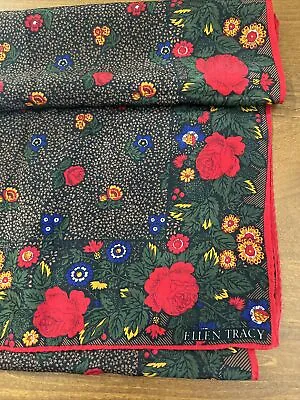 Ellen Tracy Rose Floral 100% Silk Oblong Scarf  58”x14” (B4) • $16