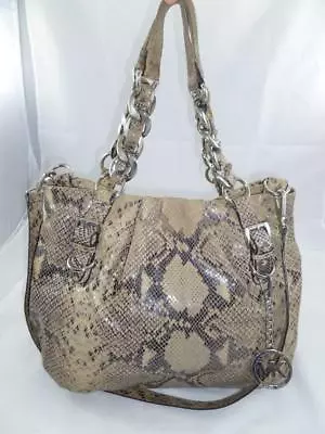 Michael Kors Used/wear Python Emb Leather Convertible Hobo/shoulder Bag Id Chain • $58