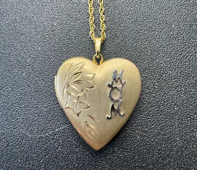 HP18 14k Gold Filled Mom 3D Floral Heart Locket W/ GF Necklace • $30.99