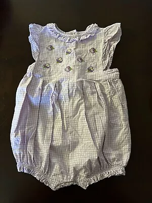 Gymboree Pretty Pansy Embroidered One Piece Bubble Romper Sz 12-18 Mo Rare • $39.99