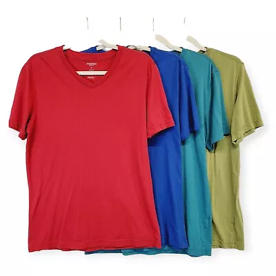 Lot 4 Mens T Shirts Size M Red Blue Teal Green V Neck Crew Tees Arizona George • $19.99