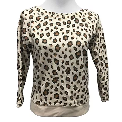 J. Crew Animal Print Boatneck Sweatshirt Top Misses Size S • $20