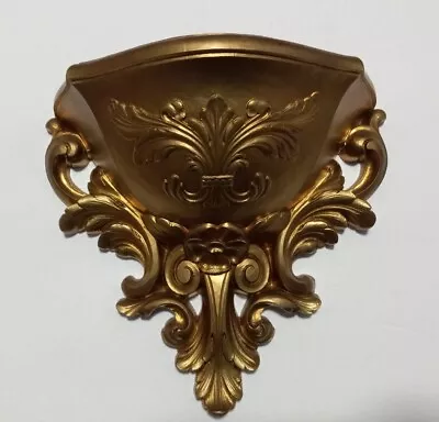 Vintage 1978 Homco Gold Plastic Wall Shelf Or Pocket Sconce #6050 USA • $14.99