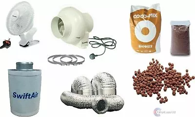 100mm InLine Fan Carbon Filter Duct Kit Hydroponic Grow Room Tent Ventilation • £28.99