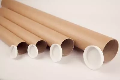 £4.50 • Buy Quality Cardboard Postal Tubes + End Caps - All Sizes A0 A1 A2 A3 A4 2'' / 3''
