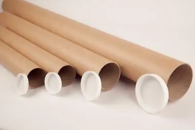 Quality Cardboard Postal Tubes + End Caps - All Sizes A0 A1 A2 A3 A4 2'' / 3'' • £92.90