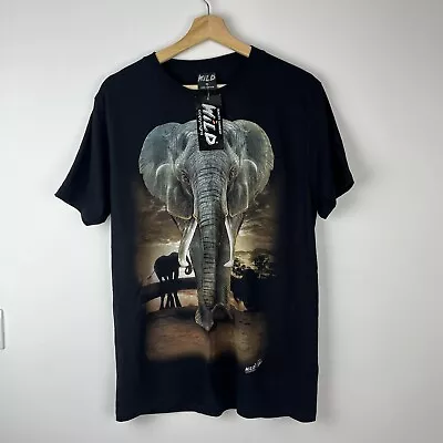 Wild Elephant T-Shirt Mens Medium Graphic Print Black Animal Safari Africa • $24.80