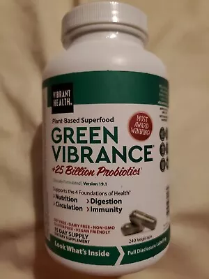 $33.89 • Buy Vibrant Health Green Vibrance Vegan Superfood 25B Pro-B 240 Caps Exp 05/24