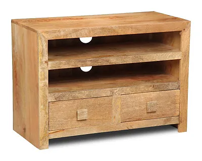 £249.95 • Buy Dakota Light Solid Mango Wood Furniture 2 Drawer 3 Shelf Tv Unit (86l)
