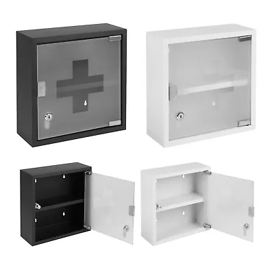 Wall Mounted Medicine Cabinet Lockable Medical Storage Box First Aid Cupboard • £24.99