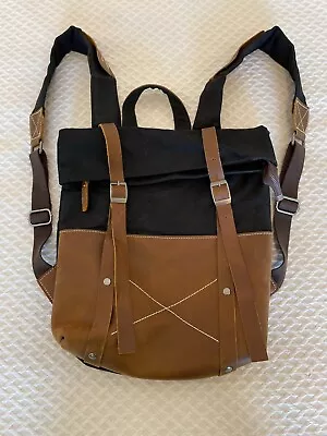 Kimball Leather And Canvas Backpack 17 X 15 X 4 In Carrying Mode • $42