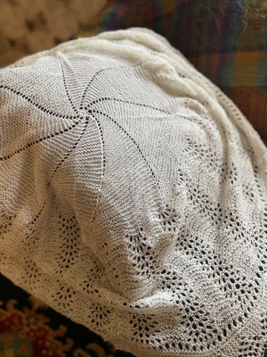 £25 • Buy Lovingly Hand Knitted Circular Christening Shawl 