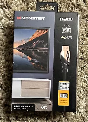 Monster 8'ft 4K HDMI Certified Premium Cable W/ Gold Plated Connector Tips NIB • $39.99