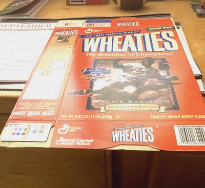 $5 • Buy Jackie Robinson 50th Anniversary Wheaties Collectible Cereal Box -Flat