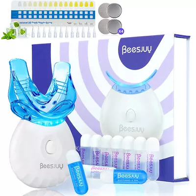 $15.66 • Buy BEESJUY Teeth Whitening Kit Bleaching Gel Dental Strength With Power LED System