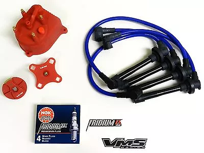 Distributor Cap Rotor Spark Plug Wire Kit For 96-00 Honda Civic D16 Ek Blue C • $139.88