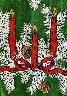 NEW Vintage FALLINI & COHN Linen CHRISTMAS TEA TOWEL Kitchen Towel CANDLES Pine • $9.99