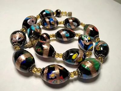 Vintage Venetian Millefiori Avventurina Glass Beads Beaded Necklace • $65