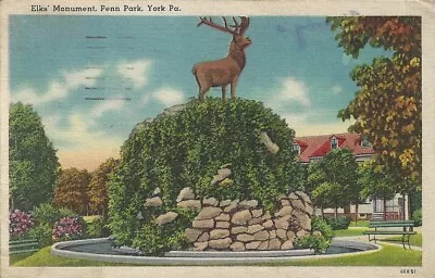 Postcard PA Elks Monument Penn Park York Pennsylvania • $4.50