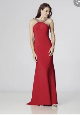 £59.99 • Buy Tiffanys Size 0 Paula Red Prom Evening Dress High Neck Low Back BNWT 
