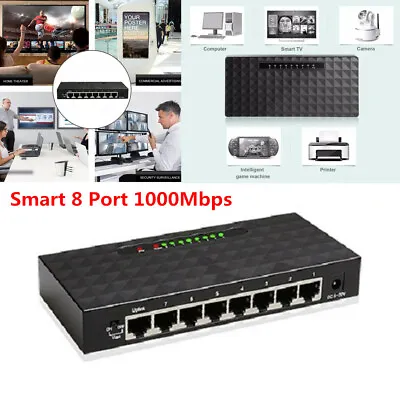 Smart 8 Port 1000Mbps Gigabit Ethernet Network Switch Hub For Router Modem Home • $24.83