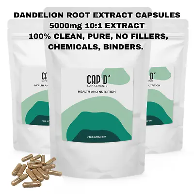 Dandelion Root Capsules 5000mg Extract 10:1 100% Pure And Natural Strong Vegan • £102.99